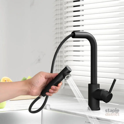 Cefito Kitchen Mixer Tap Pull Out Rectangle 2 Mode Sink Basin Faucet Swivel WELS Black - Furniture > Bathroom > Tap &