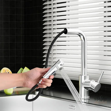 Cefito Kitchen Mixer Tap Pull Out Rectangle 2 Mode Sink Basin Faucet Swivel WELS Chrome - Furniture > Bathroom > Tap &