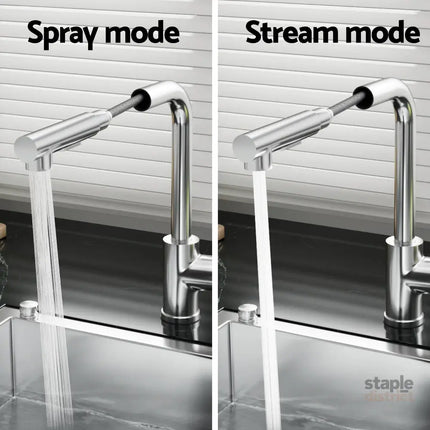 Cefito Kitchen Mixer Tap Pull Out Rectangle 2 Mode Sink Basin Faucet Swivel WELS Chrome - Furniture > Bathroom > Tap &