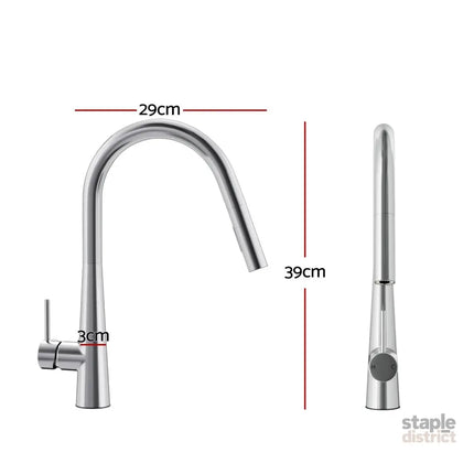 Cefito Kitchen Mixer Tap Pull Out Round 2 Mode Sink Basin Faucet Swivel WELS Chrome - Furniture > Bathroom > Tap & Sink