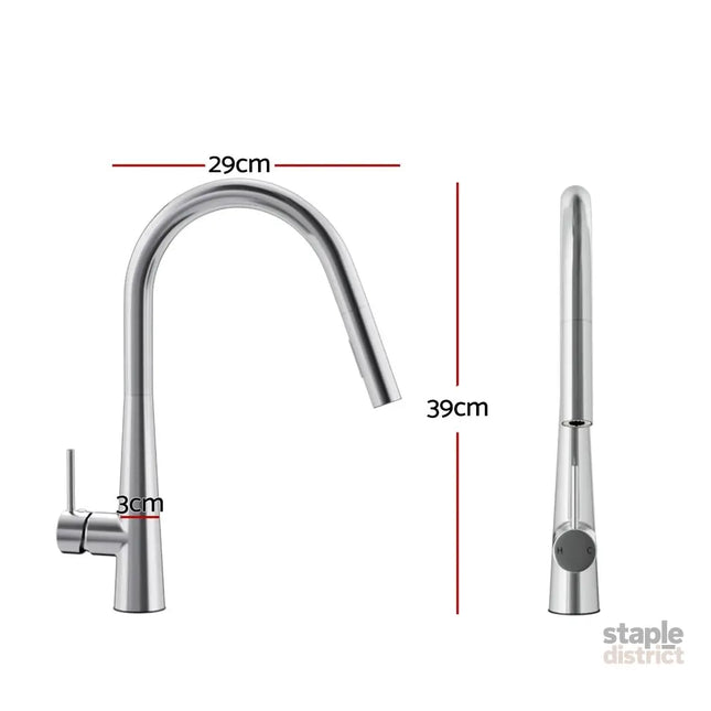 Cefito Kitchen Mixer Tap Pull Out Round 2 Mode Sink Basin Faucet Swivel WELS Chrome - Furniture > Bathroom > Tap & Sink