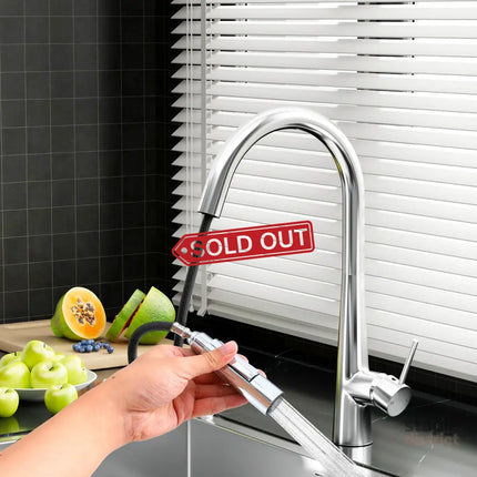 Cefito Kitchen Mixer Tap Pull Out Round 2 Mode Sink Basin Faucet Swivel WELS Chrome - Furniture > Bathroom > Tap & Sink
