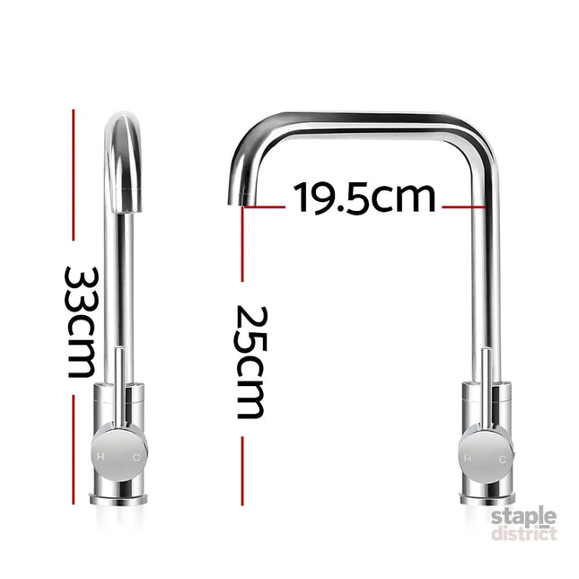 Cefito Kitchen Mixer Tap Mixer Rectangle Sink Faucet Basin Laundry Chrome - Furniture > Bathroom > Tap & Sink