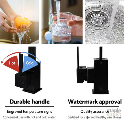 Cefito Kitchen Mixer Tap Mixer Square Sink Faucet Basin Laundry Black - Furniture > Bathroom > Tap & Sink Accessories