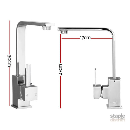 Cefito Kitchen Mixer Tap Mixer Square Sink Faucet Basin Laundry Chrome - Furniture > Bathroom > Tap & Sink Accessories