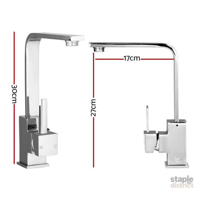 Cefito Kitchen Mixer Tap Mixer Square Sink Faucet Basin Laundry Chrome - Furniture > Bathroom > Tap & Sink Accessories