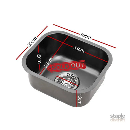 Cefito Kitchen Sink 30X36CM Stainless Steel Nano Basin Single Bowl Black - Furniture > Dining > Kitchen Sinks