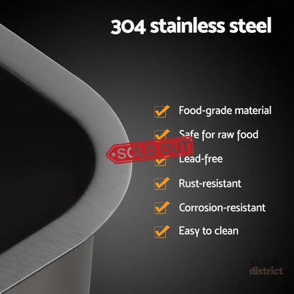 Cefito Kitchen Sink 30X36CM Stainless Steel Nano Basin Single Bowl Black - Furniture > Dining > Kitchen Sinks