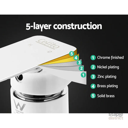 Cefito Shower Mixer Tap Wall Bath Taps Brass Hot Cold Basin Bathroom Chrome - Home & Garden > Bathroom Accessories >