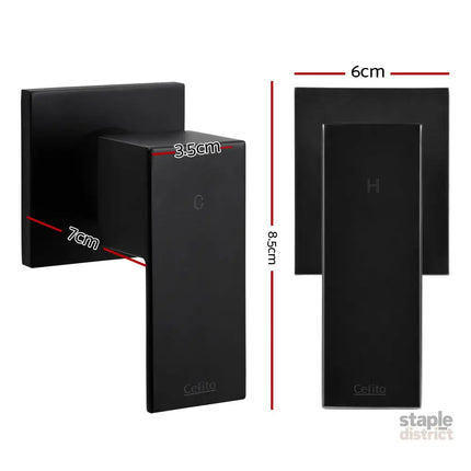 Cefito Shower Twins Tap Wall Bath Taps Brass Hot Cold Basin Bathroom Black - Home & Garden > Bathroom Accessories >