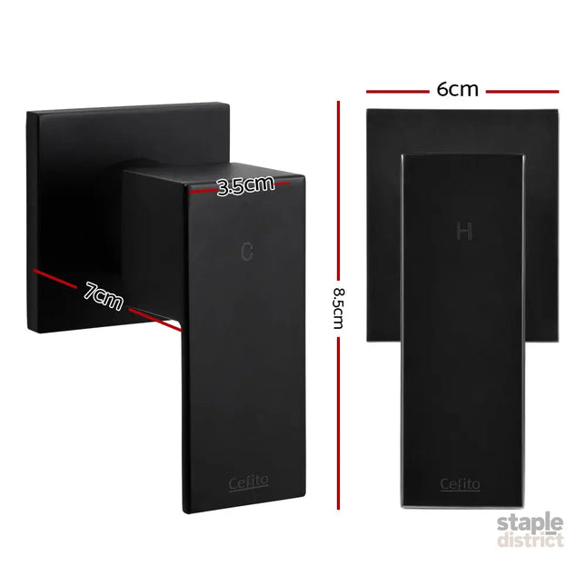 Cefito Shower Twins Tap Wall Bath Taps Brass Hot Cold Basin Bathroom Black - Home & Garden > Bathroom Accessories >
