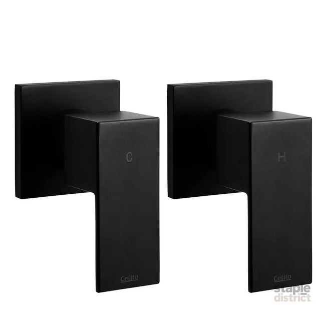 Cefito Shower Twins Tap Wall Bath Taps Brass Hot Cold Basin Bathroom Black - Home & Garden > Bathroom Accessories >