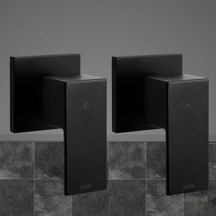 Cefito Shower Twins Tap Wall Bath Taps Brass Hot Cold Basin Bathroom Black - Home & Garden > Bathroom Accessories >
