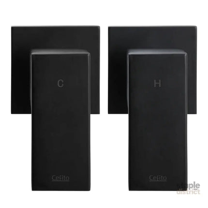Cefito Shower Twins Tap Wall Bath Taps Brass Hot Cold Basin Bathroom Black - Home & Garden > Bathroom Accessories >