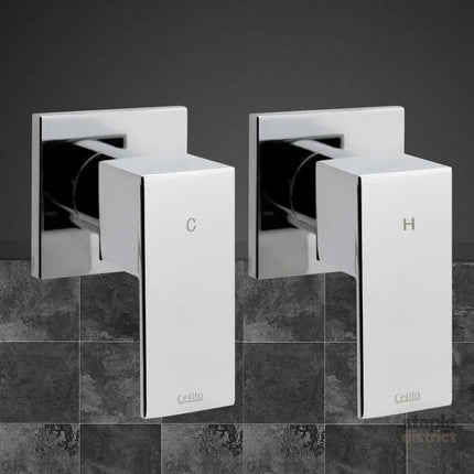 Cefito Shower Twins Tap Wall Bath Taps Brass Hot Cold Basin Bathroom Chrome - Home & Garden > Bathroom Accessories >