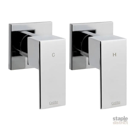 Cefito Shower Twins Tap Wall Bath Taps Brass Hot Cold Basin Bathroom Chrome - Home & Garden > Bathroom Accessories >