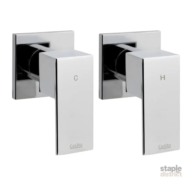 Cefito Shower Twins Tap Wall Bath Taps Brass Hot Cold Basin Bathroom Chrome - Home & Garden > Bathroom Accessories >