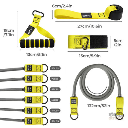 Centra 12 Pcs Resistance Bands Set Heavy Duty Workout Bands Strength Training-2050059020710055938