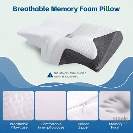 Cervical Neck Pillow for Neck Pain Relief 2 in 1 Ergonomic Orthopedic Bed Pillow for Sleeping Memory Foam Pillows for