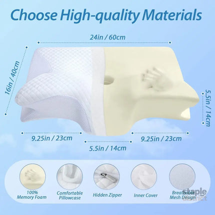 Cervical Neck Pillow for Neck Pain Relief 2 in 1 Ergonomic Orthopedic Bed Pillow for Sleeping Memory Foam Pillows for