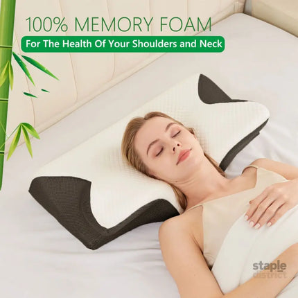 Cervical Neck Pillow for Neck Pain Relief 2 in 1 Ergonomic Orthopedic Bed Pillow for Sleeping Memory Foam Pillows for