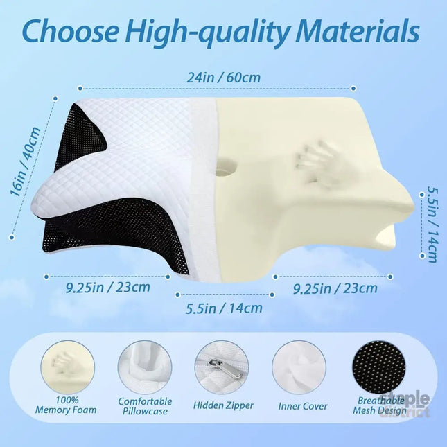 Cervical Neck Pillow for Neck Pain Relief 2 in 1 Ergonomic Orthopedic Bed Pillow for Sleeping Memory Foam Pillows for