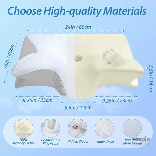 Cervical Neck Pillow for Neck Pain Relief 2 in 1 Ergonomic Orthopedic Bed Pillow for Sleeping Memory Foam Pillows for