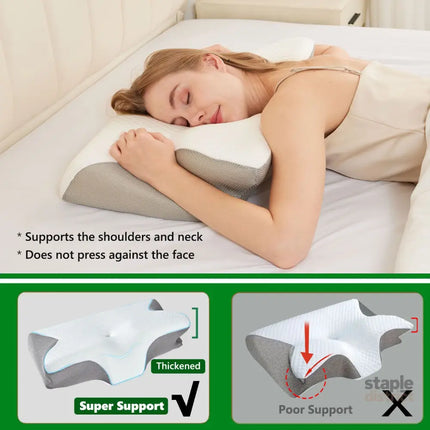 Cervical Neck Pillow for Neck Pain Relief 2 in 1 Ergonomic Orthopedic Bed Pillow for Sleeping Memory Foam Pillows for