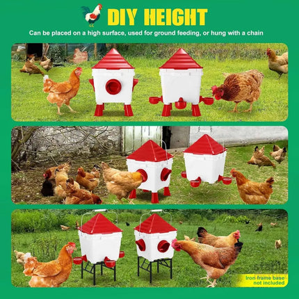CARLA HOME Chicken Feeder Waterer Set Automatic Gravity Dispenser with 8KG Food & 8L Water Capacity 4 Ports & Cups