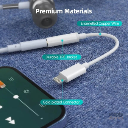 CHOETECH AUX005 iPhone 8-pin to 3.5mm Headphone Adapter - Auto Accessories > Auto Accessories Others > Audio