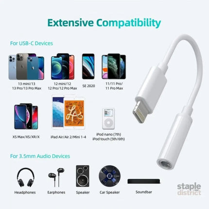 CHOETECH AUX005 iPhone 8-pin to 3.5mm Headphone Adapter - Auto Accessories > Auto Accessories Others > Audio