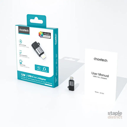 CHOETECH CR-001-GY Mfi iPhone to USB-C USB Adapter - Black - Electronics > Mobile Accessories > Phone Chargers