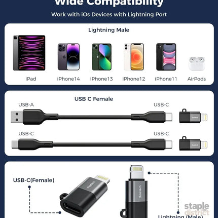 CHOETECH CR-001-GY Mfi iPhone to USB-C USB Adapter - Black - Electronics > Mobile Accessories > Phone Chargers