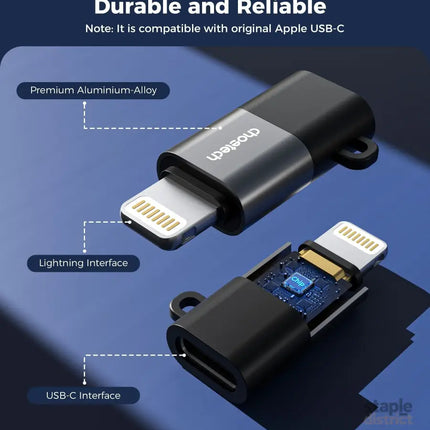 CHOETECH CR-001-GY Mfi iPhone to USB-C USB Adapter - Black - Electronics > Mobile Accessories > Phone Chargers