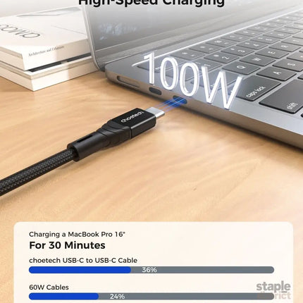 CHOETECH XCC-1008 USB-C-C PD100W M to M Fast charging Cable 1M Black - Electronics > Mobile Accessories > Phone Chargers