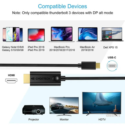 CHOETECH XCH-0030 USB-C To HDMI Cable 3M - Appliances > TV > TVs & Accessories