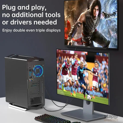 CHOETECH XDH01 4K 60Hz DisplayPort Male to HDMI Male Braided Cable 2M - Appliances > TV > TVs & Accessories