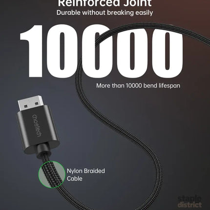 CHOETECH XDH01 4K 60Hz DisplayPort Male to HDMI Male Braided Cable 2M - Appliances > TV > TVs & Accessories