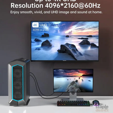 CHOETECH XDH01 4K 60Hz DisplayPort Male to HDMI Male Braided Cable 2M - Appliances > TV > TVs & Accessories