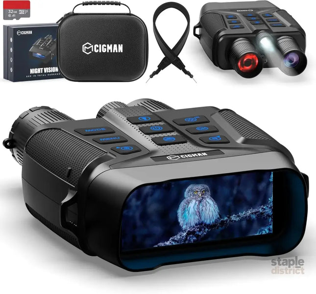 CIGMAN 4K Night Vision Binoculars 3.99’’ Large HD Display 58MP Night Photos 5000mAh Battery IP65 Waterproof 5X Zoom