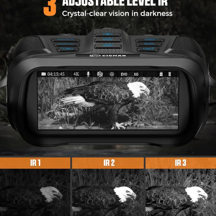 CIGMAN 4K Night Vision Binoculars 3.99’’ Large HD Display 58MP Night Photos 5000mAh Battery IP65 Waterproof 5X Zoom