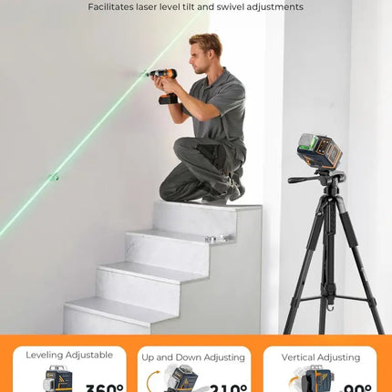 CIGMAN 59-inch Lightweight Adjustable Laser Level Tripod with 3-Way Swivel Pan Head Bubble Level Phone Holder Quick