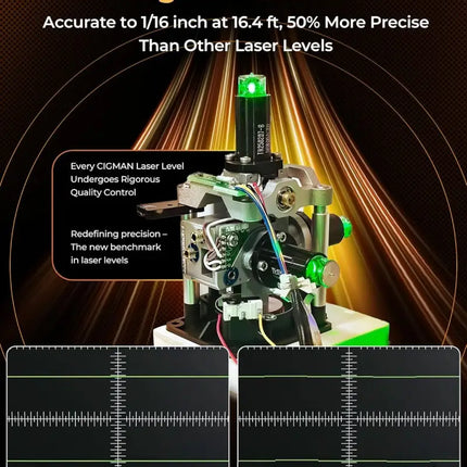 CIGMAN Green Laser Level 3x360° Side LCD 12-Line Self-Leveling Bluetooth App Remote Pulse Mode for Receiver ±1/8 in. at