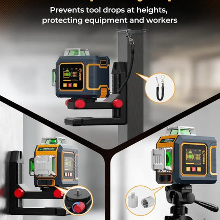 CIGMAN Green Laser Level 3x360° Side LCD 12-Line Self-Leveling Bluetooth App Remote Pulse Mode for Receiver ±1/8 in. at