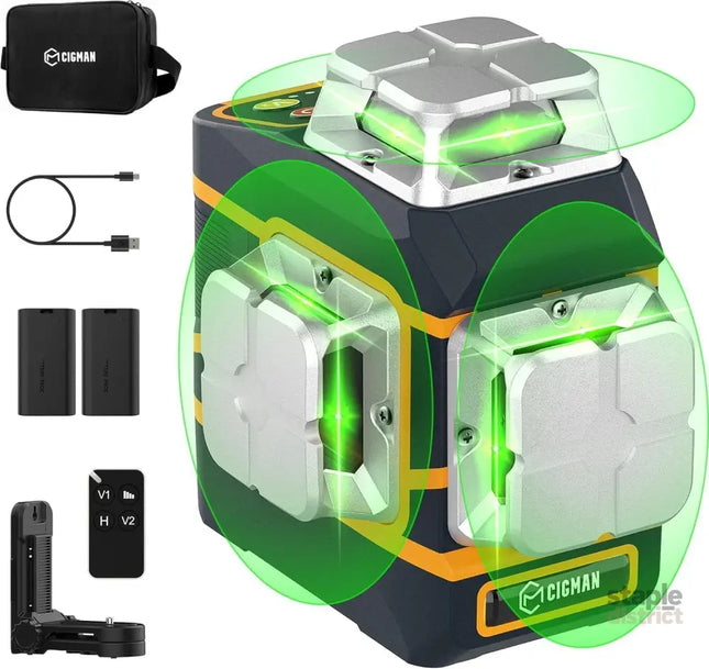 CIGMAN Laser Level CM-801 Laser Level Self Leveling 3x360°3D Green Cross Line for Decoration and Picture Hanging with
