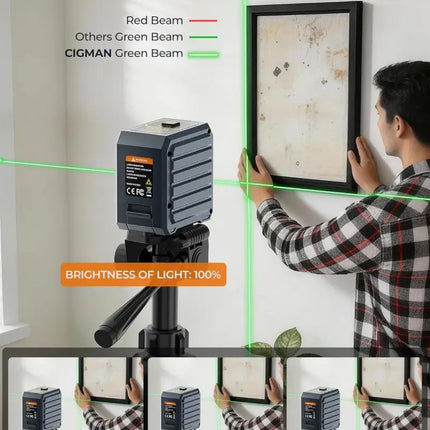 Cigman Line Laser 100ft Self Leveling Laser Level with Magnetic Bracket Green Laser Level for Picture Hanging Home