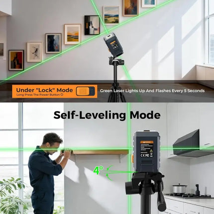 Cigman Line Laser 100ft Self Leveling Laser Level with Magnetic Bracket Green Laser Level for Picture Hanging Home