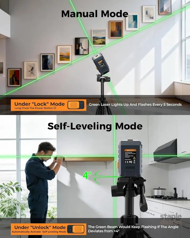 Cigman Line Laser 100ft Self Leveling Laser Level with Magnetic Bracket Green Laser Level for Picture Hanging Home