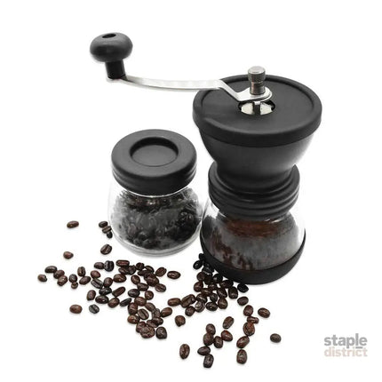 Coffee Bean Grinder - Manual Hand Stainless Ceramic Burr Core Glass Jar Nut Mill - Appliances > Kitchen Appliances >