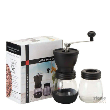 Coffee Bean Grinder - Manual Hand Stainless Ceramic Burr Core Glass Jar Nut Mill - Appliances > Kitchen Appliances >